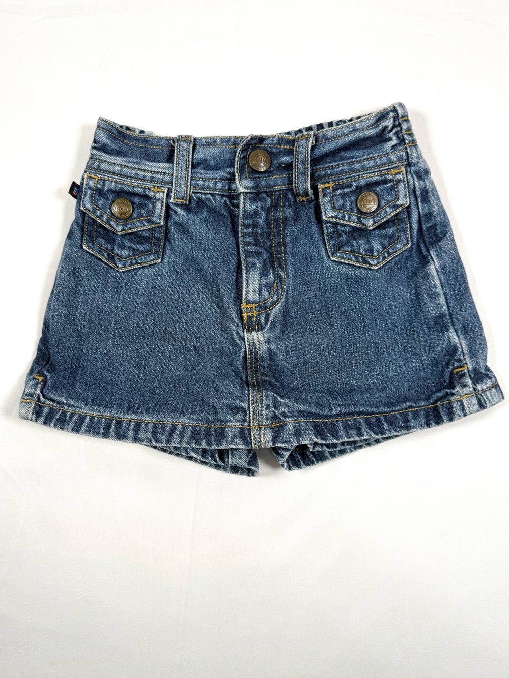 VINTAGE POLO JEANS CO Ralph Lauren Girls Denim Skort Shorts 6-12M Y2K Preppy